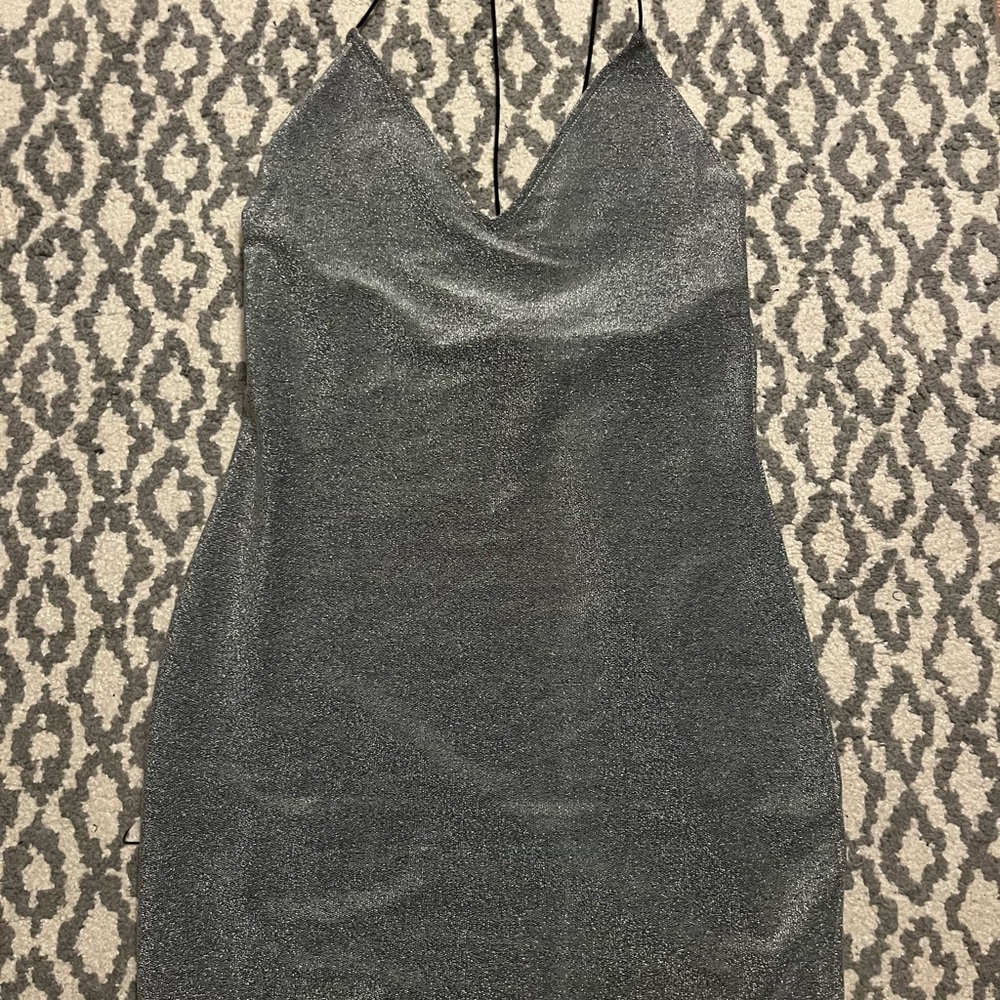 Elegant Silver Halter Dress